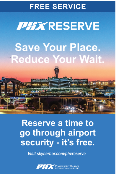 PHX Reserve Poster at PHX Sky Harbor International Airport.
