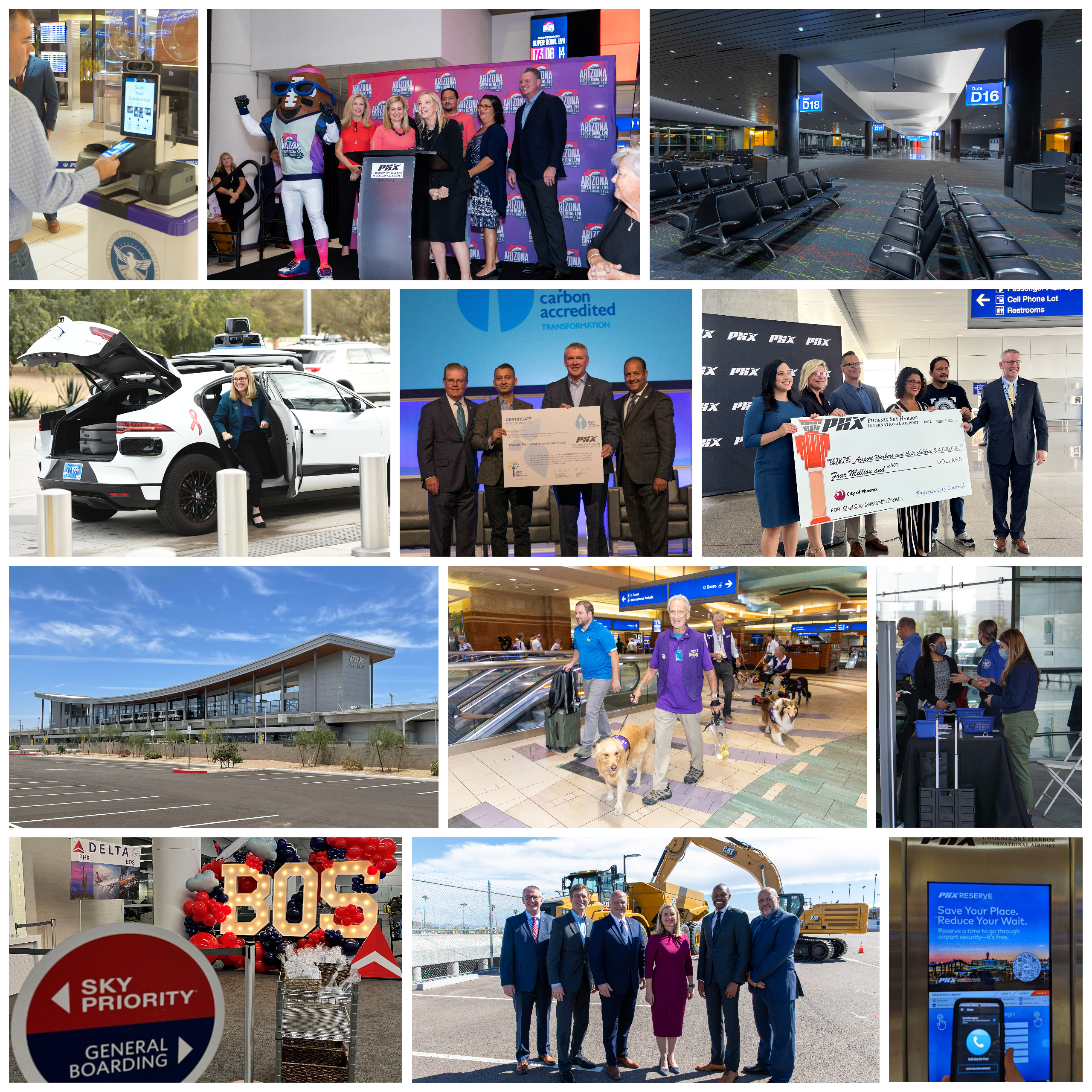 A collage of images from different airport events in 2022