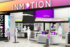 Inmotion technology store with people shopping.